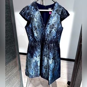 Vince Camuto Cap-Sleeve Jacquard Dress